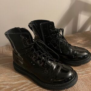 Black Patent Leather Combat Boots